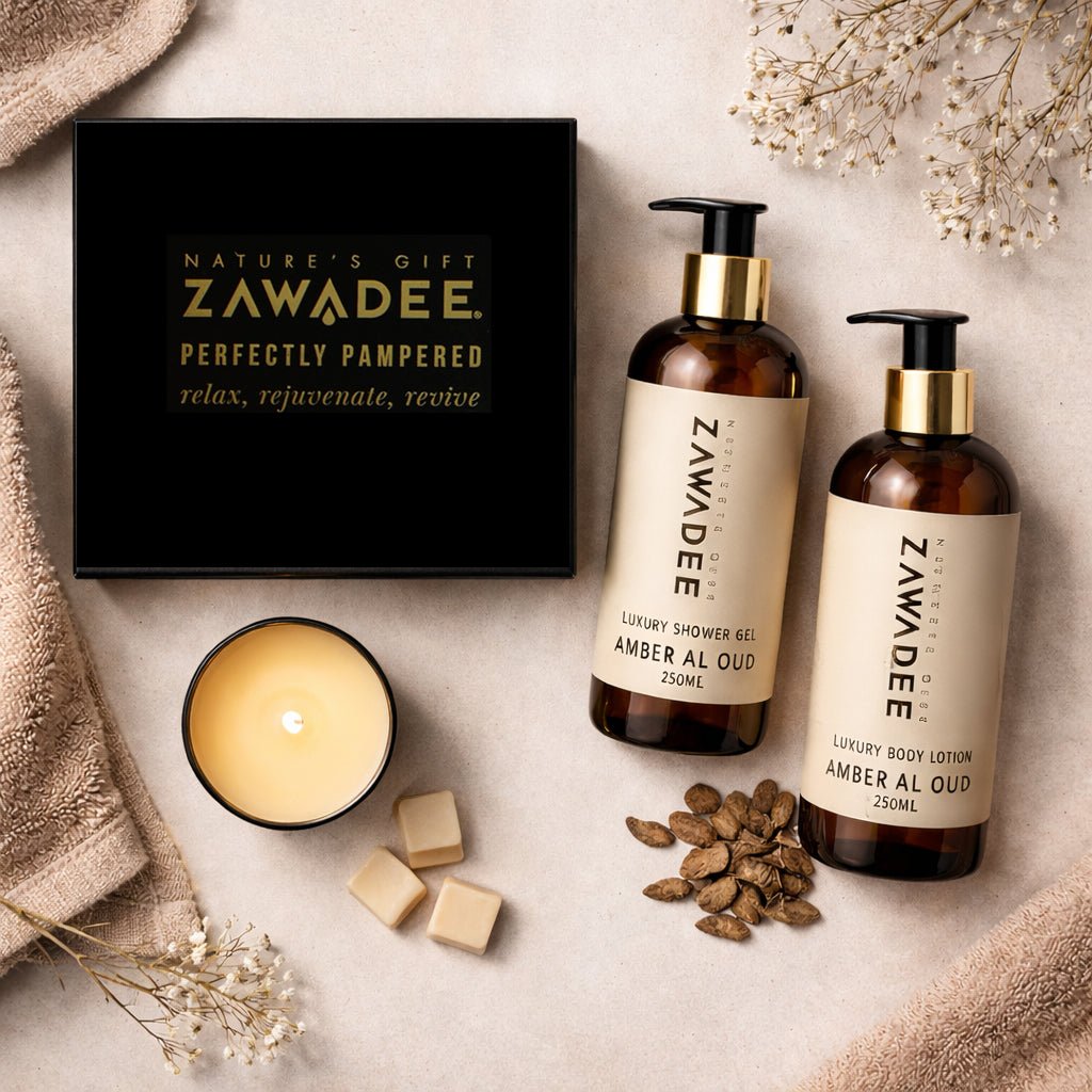 Amber Al Oud Luxury Gift Set | Oud Candle & Body Ritual - Zawadee_Gifts