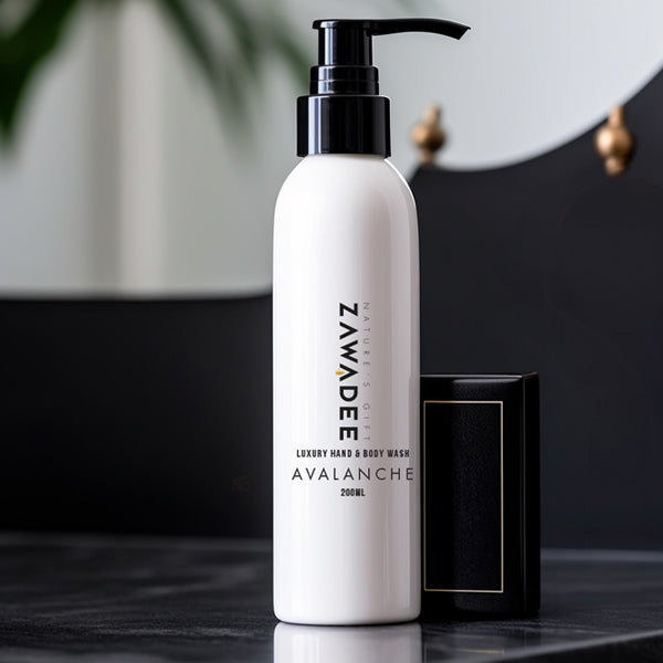 Luxury White Bottle with Black Pump with Scented Body Wash inspired by Creed