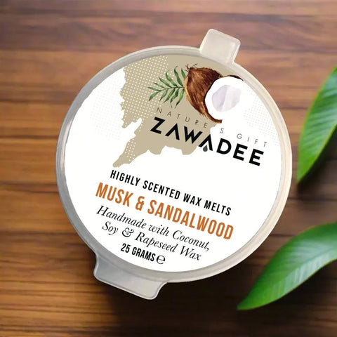 Musk & Sandalwood Scented Wax Melt Pot - Zawadee_Wax Melts