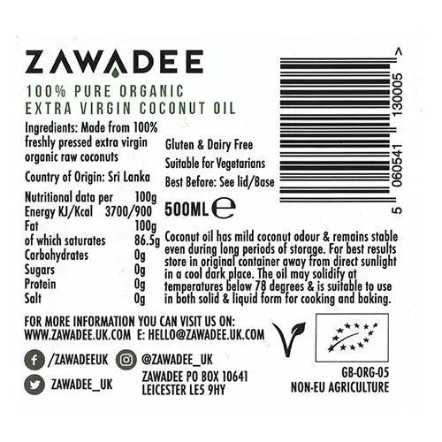 Extra Virgin Organic Raw Coconut Oil For Cooking, Skin & Hair Care - Zawadee_Food